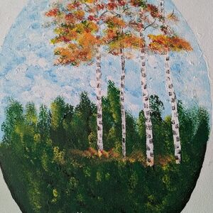 Autumn Birch Trees Canvas Art